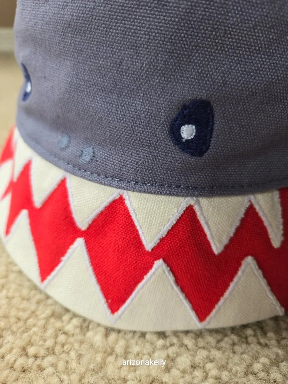 NWT Mini Boden Shark Hat Cotton Kids MED Child Youth